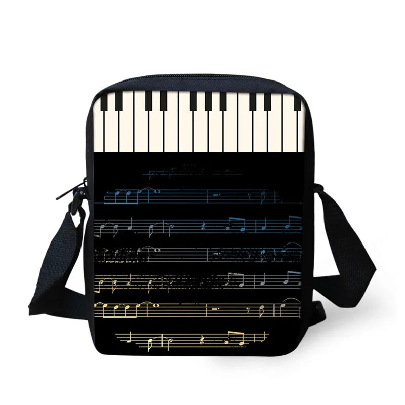 Music Sign Print Messenger Bag Student Casual Cross-body Satchel Handbag