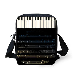 Music Sign Print Messenger Bag Student Casual Cross-body Satchel Handbag