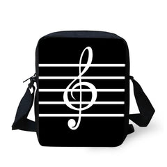 Music Sign Print Messenger Bag Student Casual Cross-body Satchel Handbag