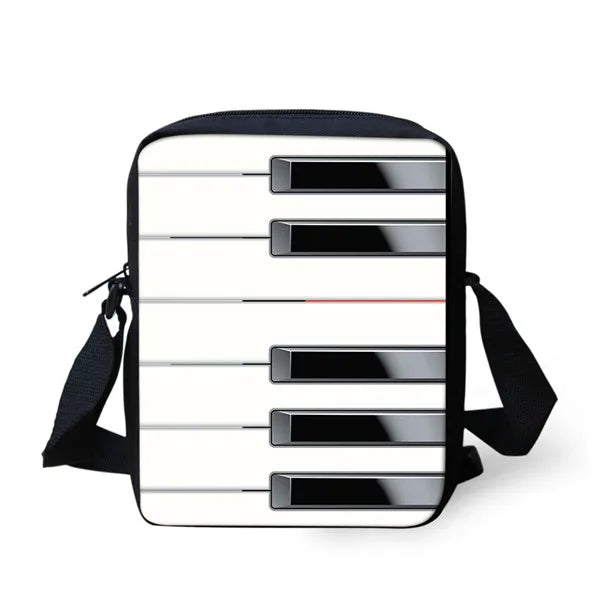 Music Sign Print Messenger Bag Student Casual Cross-body Satchel Handbag
