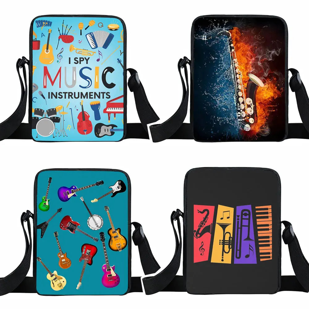 Flame Print Shoulder Bag Jazz Saxophone Women Handbag