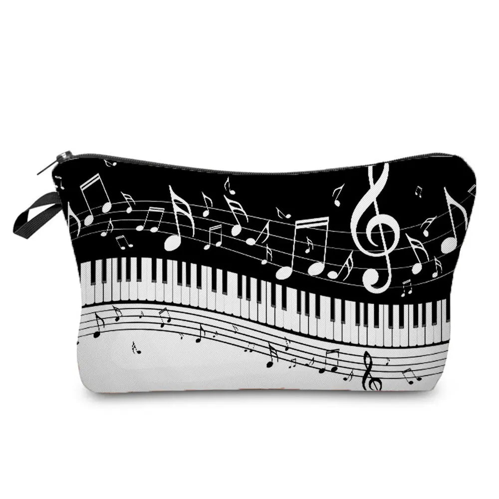 Piano Print Cosmetic Bag Organizer for Women Travel Toiletry Makeup Bag