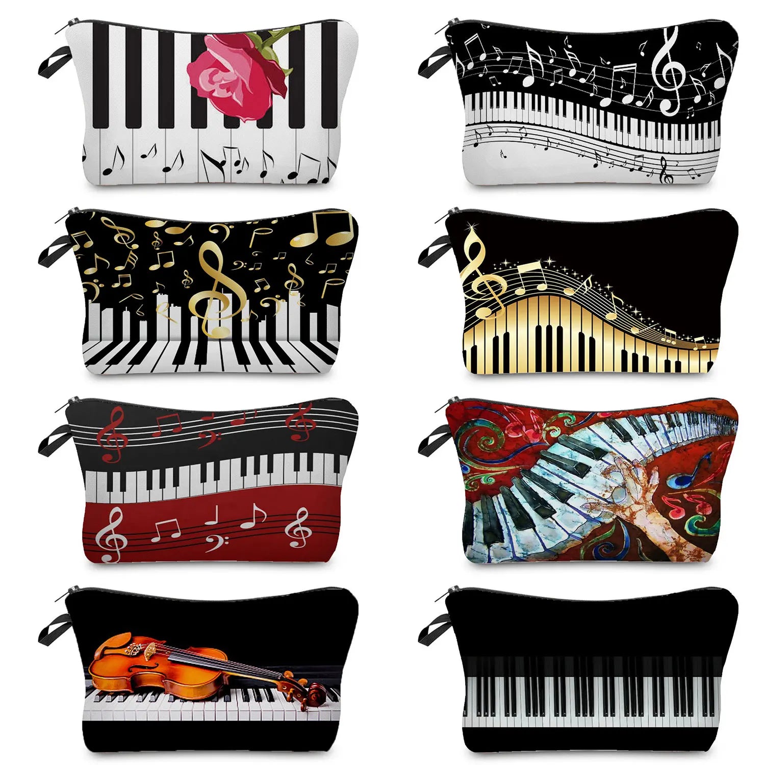 Piano Print Cosmetic Bag Organizer for Women Travel Toiletry Makeup Bag