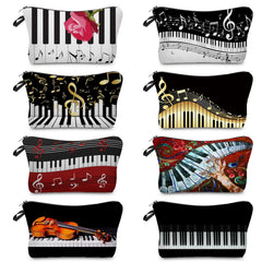 Piano Print Cosmetic Bag Organizer for Women Travel Toiletry Makeup Bag