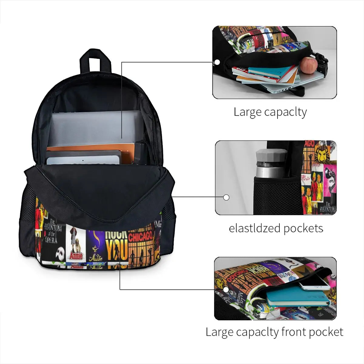 Musicals Collage III Backpacks Men's & Women's Bag Pack