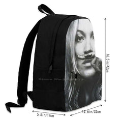 Mustache Pictures 3D Print Backpack Casual Bag 90S Tumblr Womens