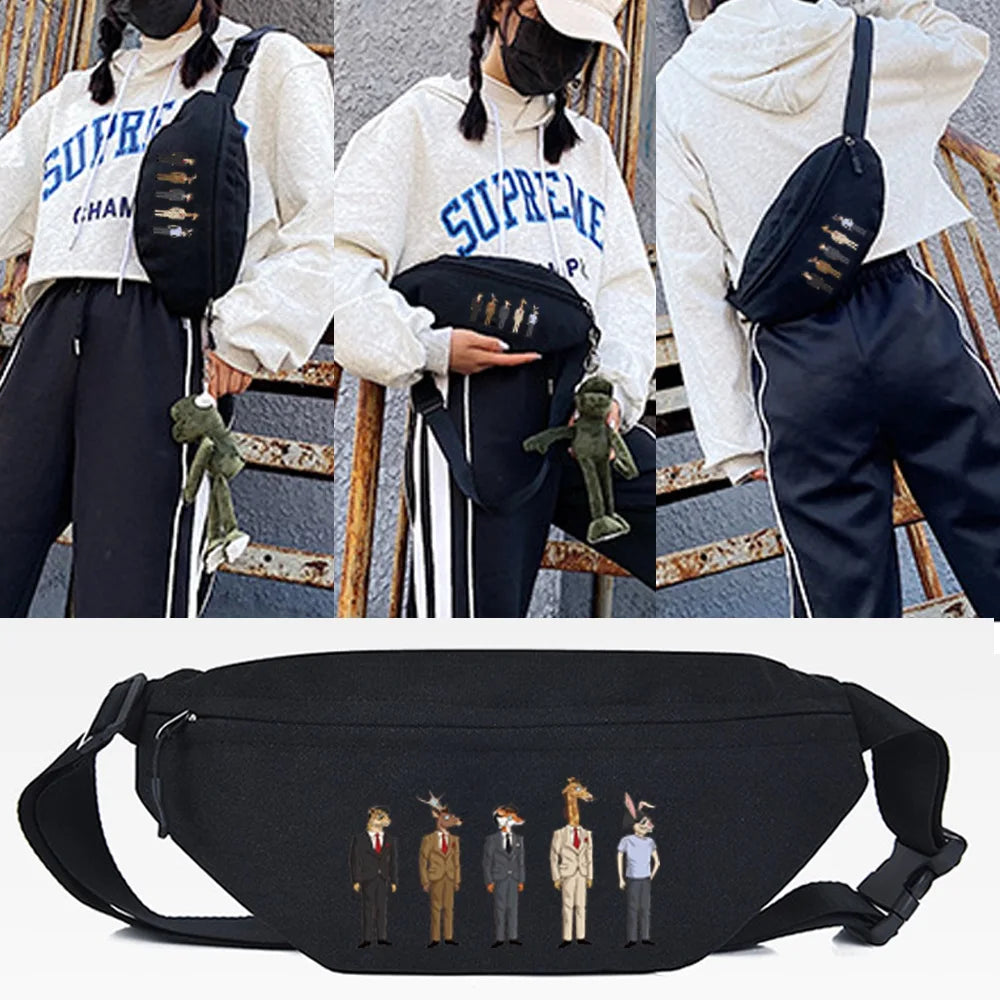 Totoro Printing Waist Bag Unisex High Outdoor Casual Crossbody Pack