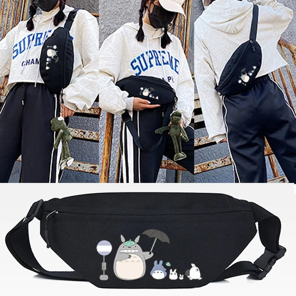 Totoro Printing Waist Bag Unisex High Outdoor Casual Crossbody Pack