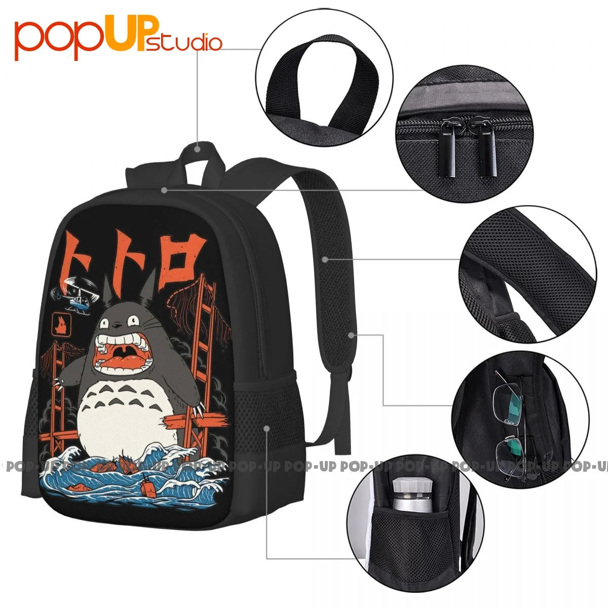 Totoro Attack Backpack Large Capacity Sports Travel Bag