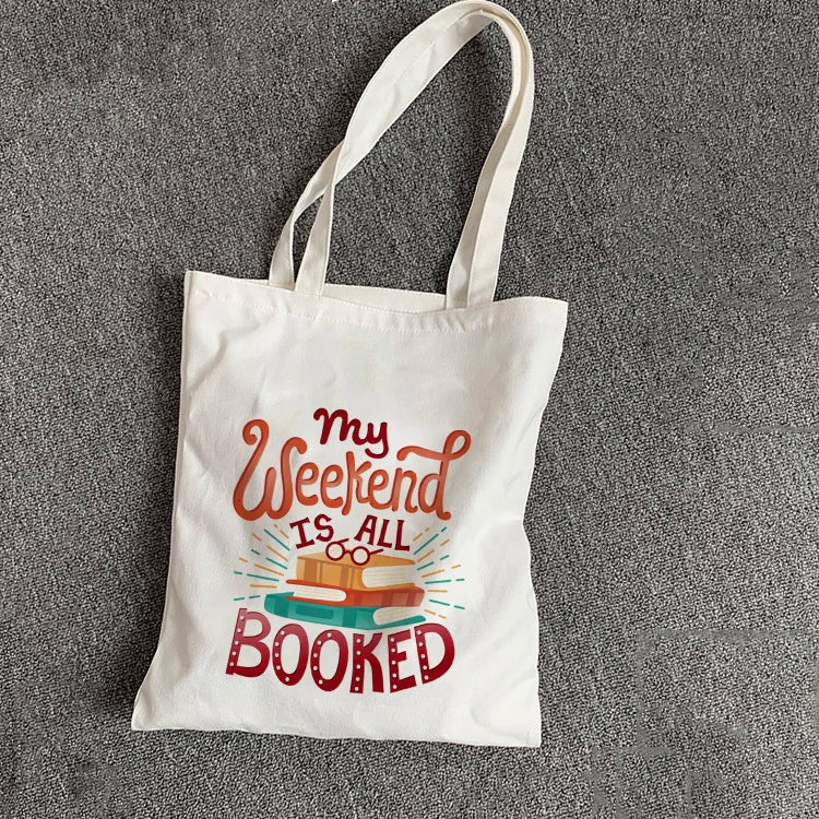 Book Lover Tote Bag - Weekend Booked Canvas Handbag