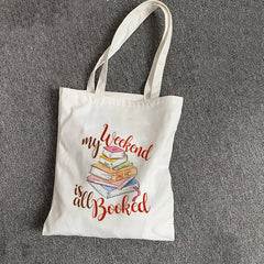 Book Lover Tote Bag - Weekend Booked Canvas Handbag