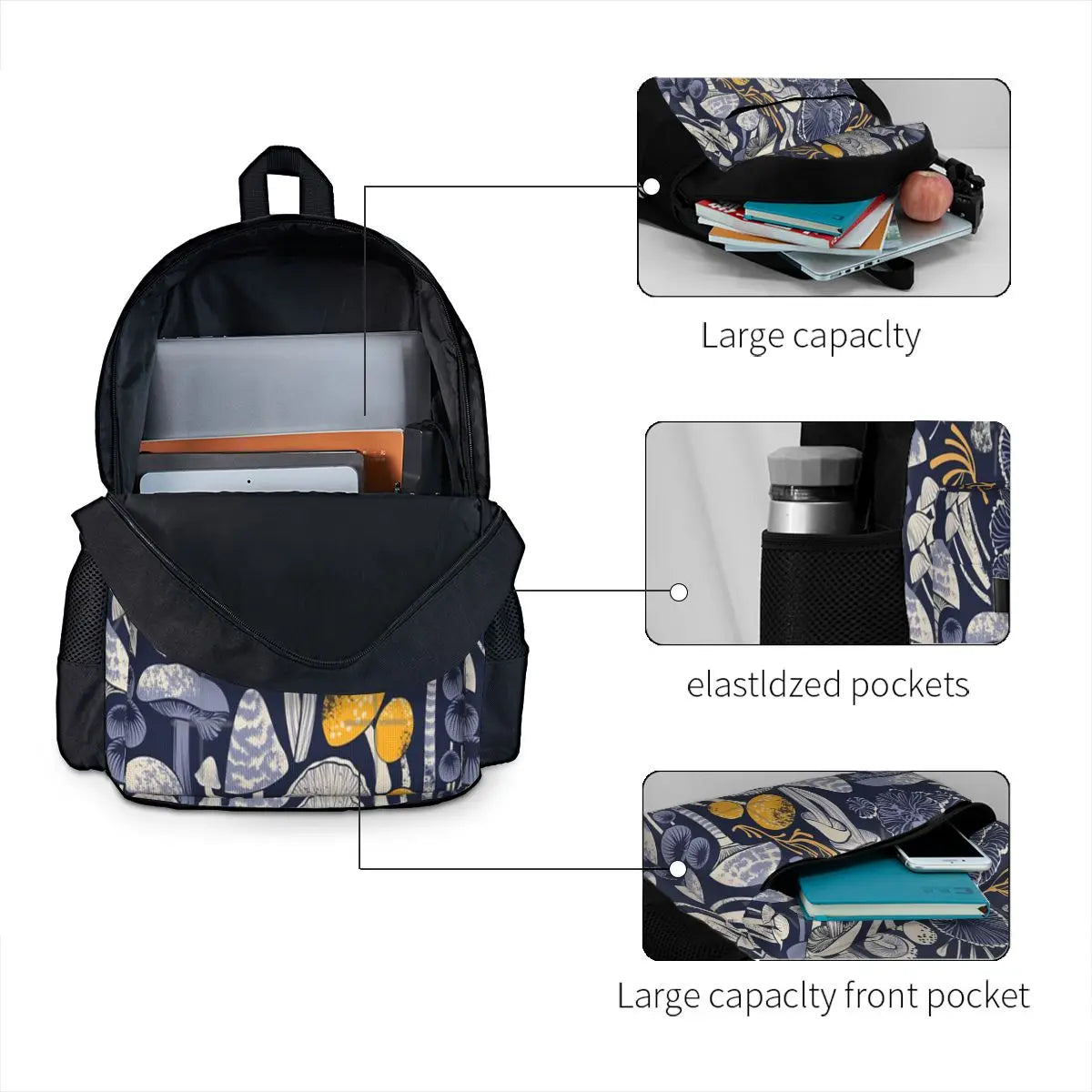 Mystical Fungi Midnight 1 Backpacks Men's Backpacks Bags For Women