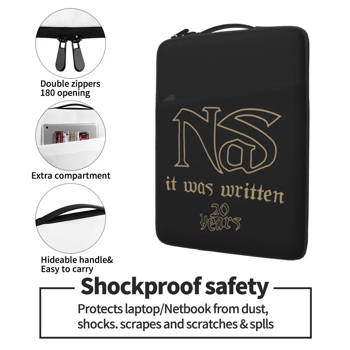 NAS Concert Tour Laptop Bag 13-15 inch Waterproof Protective Cover Briefcase
