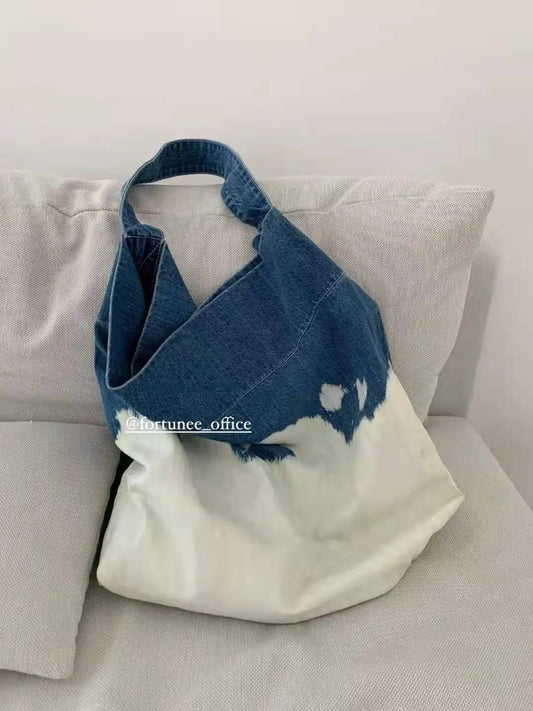 Canvas Jeans Messenger Bags Soft Student Large Capacity Open Shopping Handbags