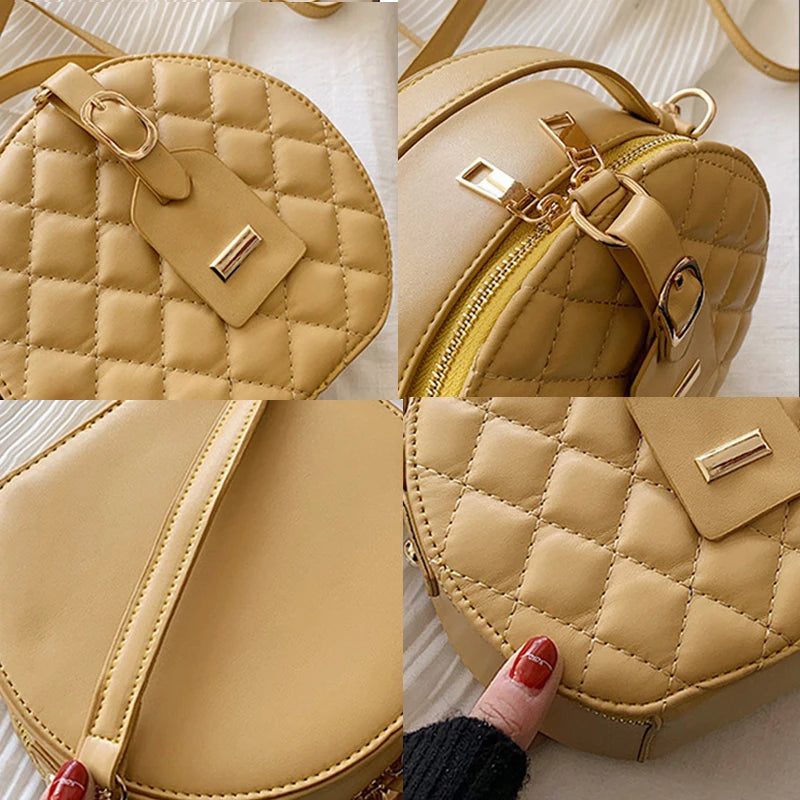 Circular Women Shoulder Bag Leather Crossbody Messenger Bags Purse
