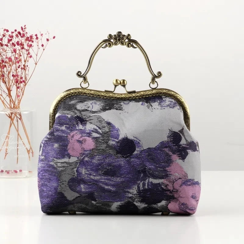 Purple Printing Shell Lock Women Hand Bags Chain Shoulder Crossbody Bag