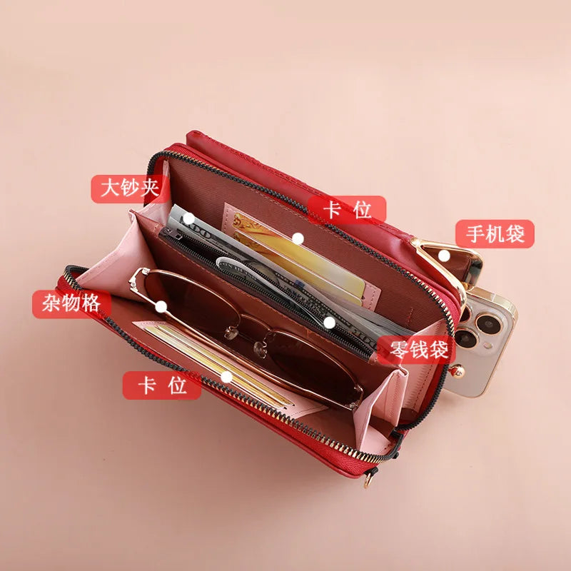 Women's Clip Phone Pocket Shoulder Bag Soft Pu Leather Small Crossbody