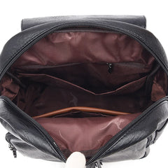 Double Tassels Women Leather Backpacks High Female Backpack
