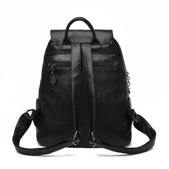 Double Tassels Women Leather Backpacks High Female Backpack