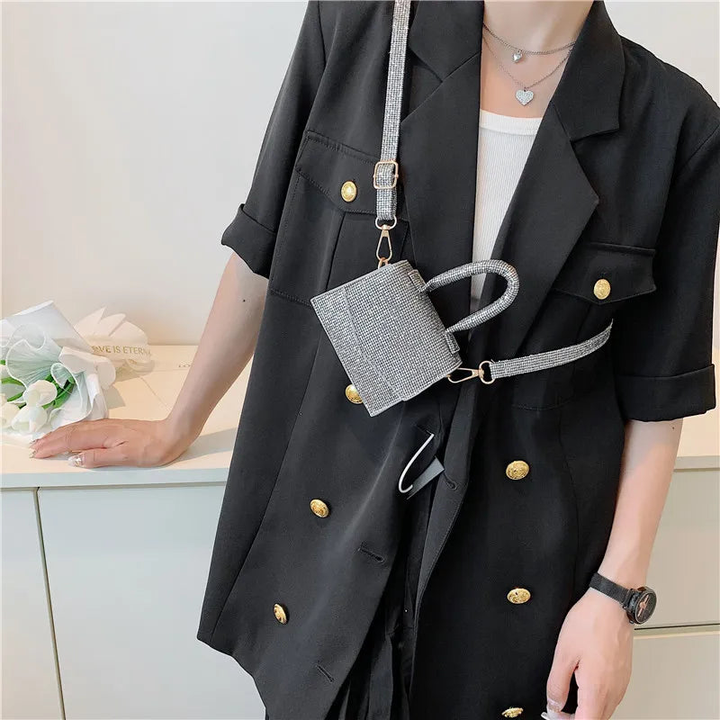 PU Leather Mini Shoulder Handbag Sequins Flap Messenger Crossbody Bag for Women