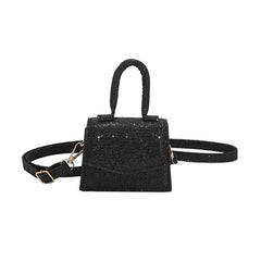 PU Leather Mini Shoulder Handbag Sequins Flap Messenger Crossbody Bag for Women