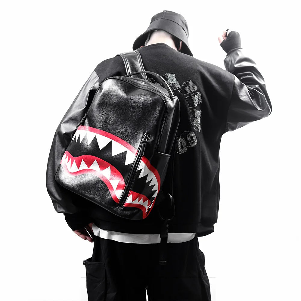 Men's Camo Leather Backpack Shoulder Bag Travel Laptop School Bag