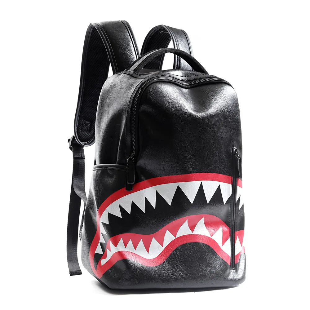 Men's Camo Leather Backpack Shoulder Bag Travel Laptop School Bag