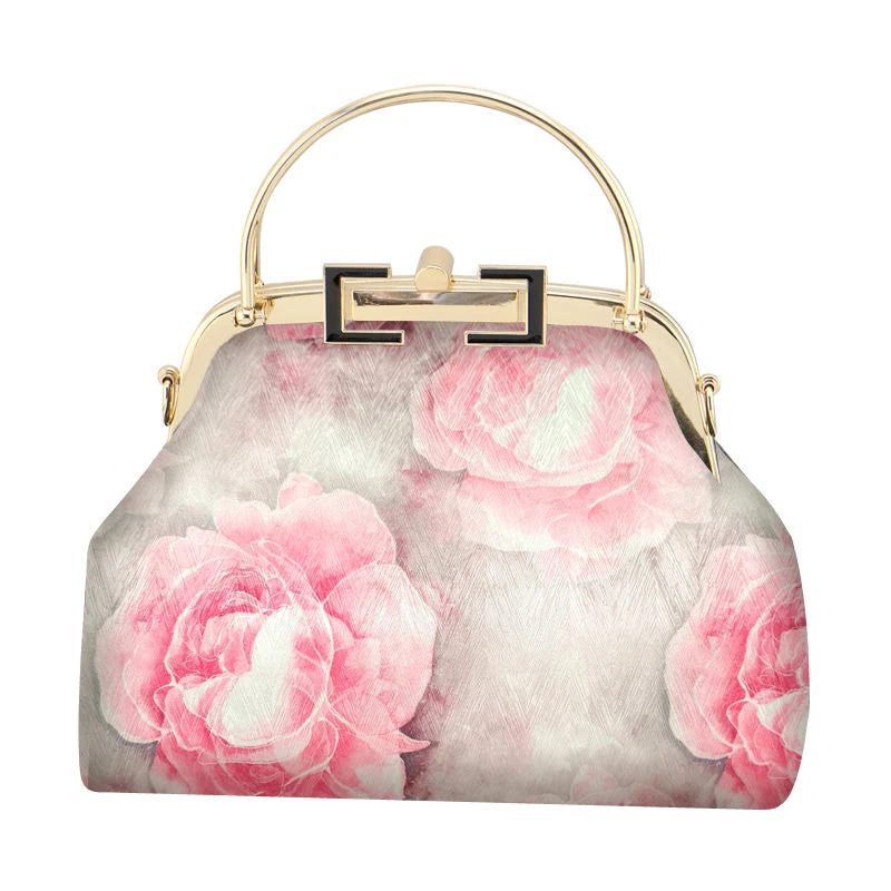 Floral Flowers European Lay Bag Mother Gift Shell Lock Women Hand Bags Women's H