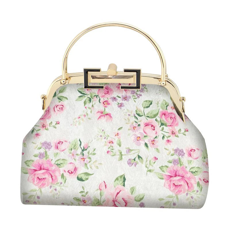 Floral Flowers European Lay Bag Mother Gift Shell Lock Women Hand Bags Women's H
