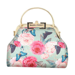 Floral Flowers European Lay Bag Mother Gift Shell Lock Women Hand Bags Women's H