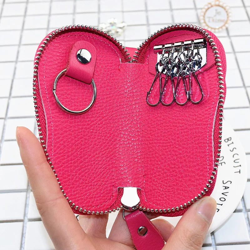 Cow Leather Bag Car Key Wallets for Women Housekeeper Holders