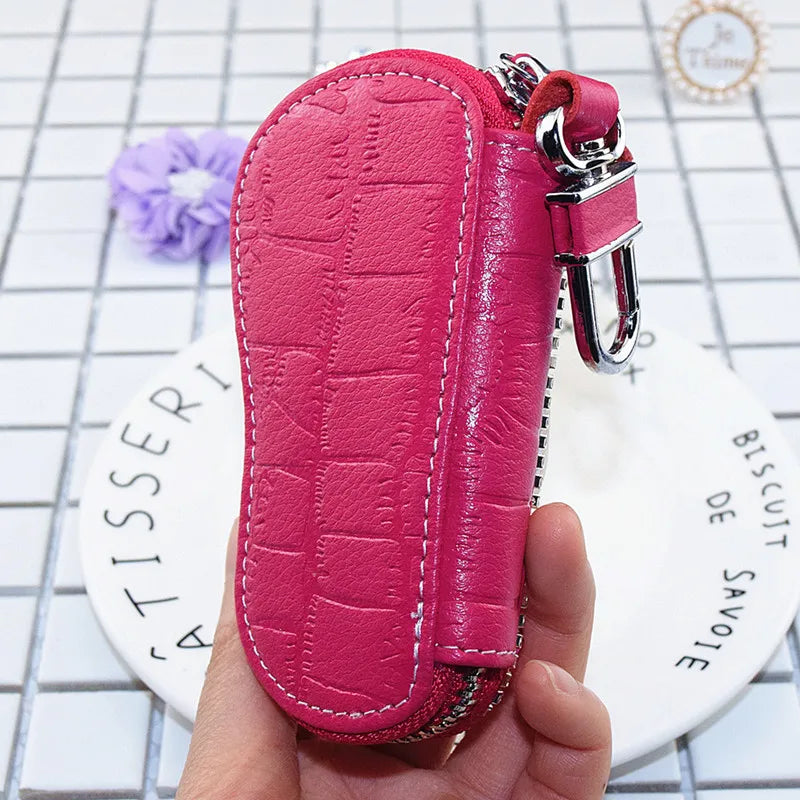 Cow Leather Bag Car Key Wallets for Women Housekeeper Holders