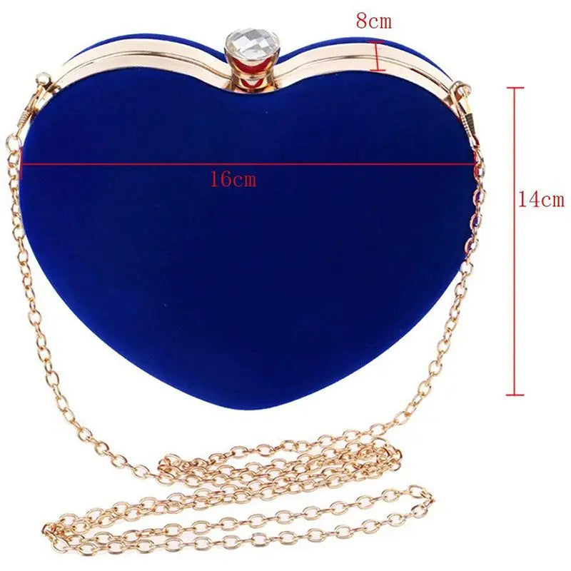 Heart Shape Clutch Bag Messenger Handbag Tote Evening Bag Purse, Blue