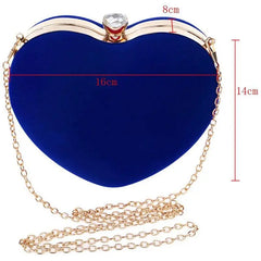 Heart Shape Clutch Bag Messenger Handbag Tote Evening Bag Purse, Blue