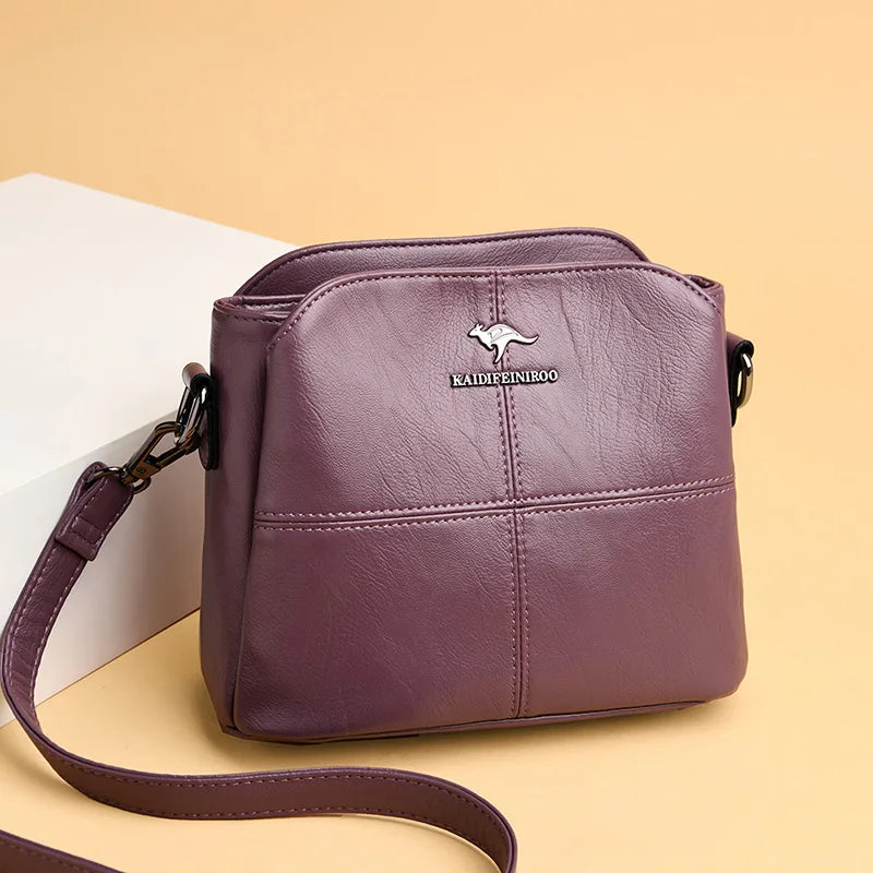 Women's Leather Crossbody Tote Bag - Shoulder Handbag