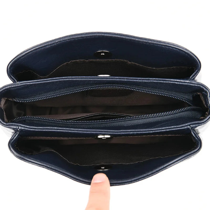 Women's Leather Crossbody Tote Bag - Shoulder Handbag