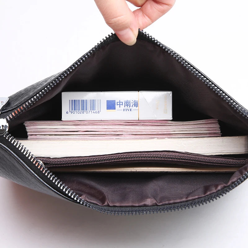 Men's Clutch Bag PU Leather Handbag Small Clutch for Phone and Money