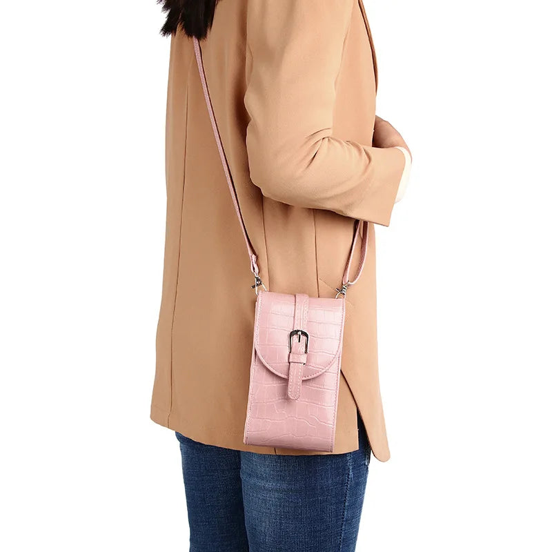 Women Cell Phone Bag Mini Crossbody Soft Leather Purse