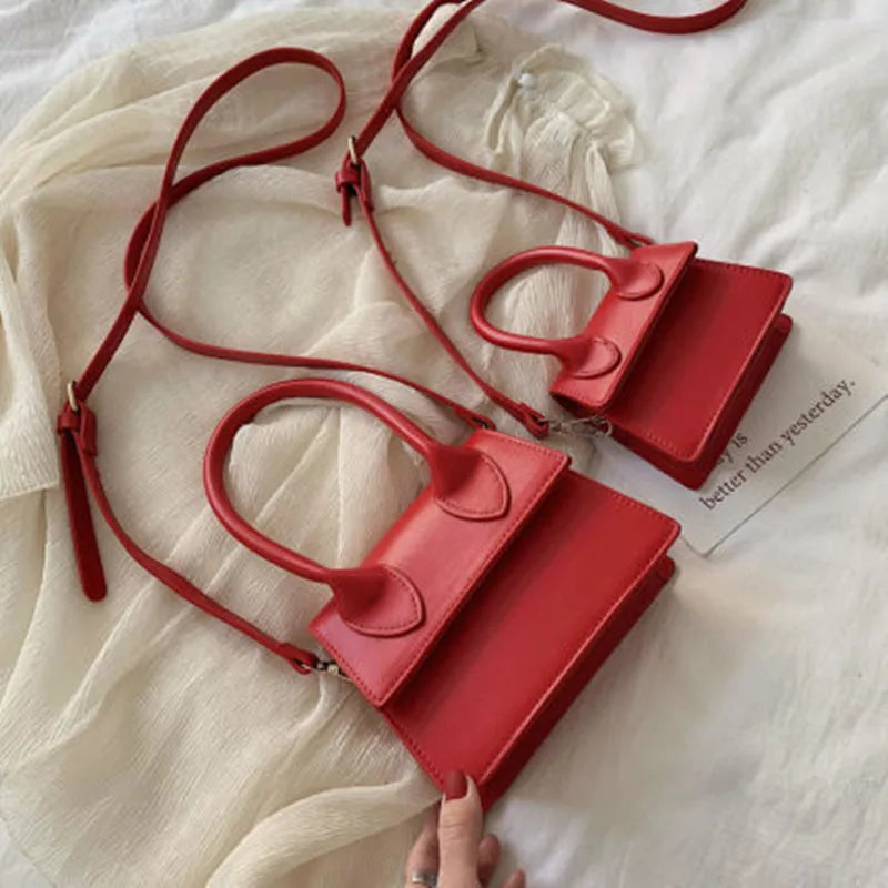 Mini Pu Leather Crossbody Bags For Women Small Square Bag Shoulder Messenger Bag