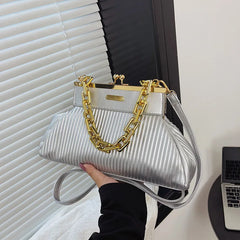PU Leather Chain Clip Bag Ladies Handbag Ins Women Crossbody Bags Shoulder Bag