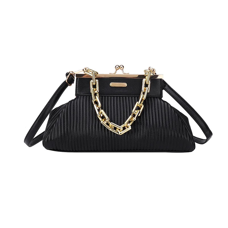 PU Leather Chain Clip Bag Ladies Handbag Ins Women Crossbody Bags Shoulder Bag