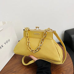 PU Leather Chain Clip Bag Ladies Handbag Ins Women Crossbody Bags Shoulder Bag