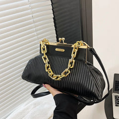 PU Leather Chain Clip Bag Ladies Handbag Ins Women Crossbody Bags Shoulder Bag