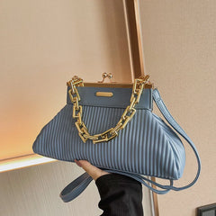 PU Leather Chain Clip Bag Ladies Handbag Ins Women Crossbody Bags Shoulder Bag