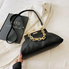 PU Leather Chain Clip Bag Ladies Handbag Ins Women Crossbody Bags Shoulder Bag