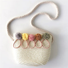 Straw Flower Bags Women Woven Basket Tote Bohemian Beach Handbags