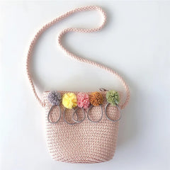 Straw Flower Bags Women Woven Basket Tote Bohemian Beach Handbags