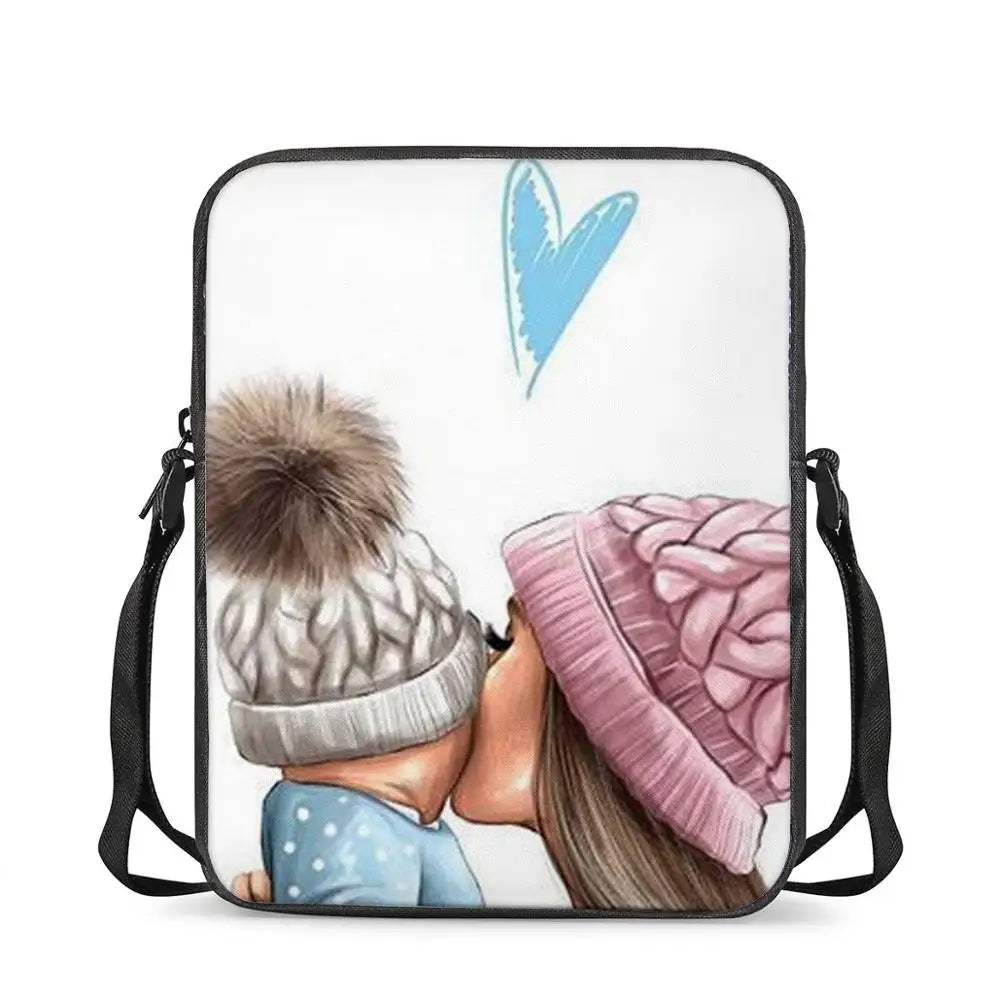 Mom Dad Kids Loving Family Pattern Women Messenger Bags