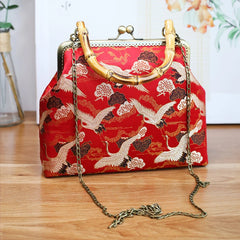 Vintage Lock Bamboo Hand Bags Lay Japan Bag Purses Chain