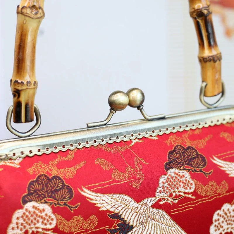Vintage Lock Bamboo Hand Bags Lay Japan Bag Purses Chain